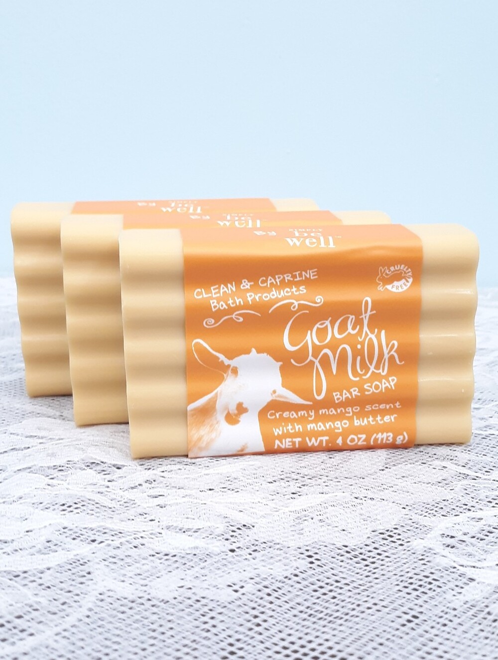3 Goat Milk Bath Bar Soap Clean Caprine Simply Be Well Mango orange